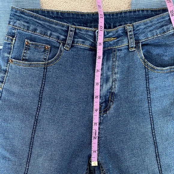 Colour block straight leg jeans patchwork two tone - Picture 5 of 6